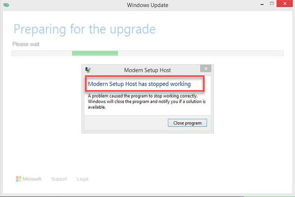 Modern Setup Host Has Stopped Working While Upgrading To Windows 10