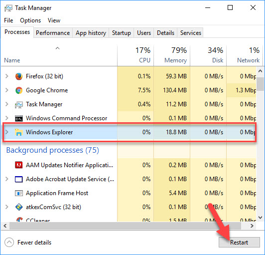 Fix: Windows 10 Taskbar Not Working - Method 1