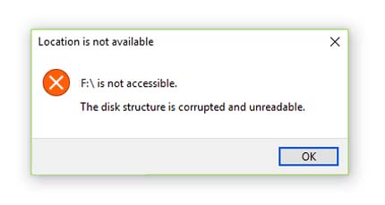 The disk structure is corrupted and unreadable In Windows 10